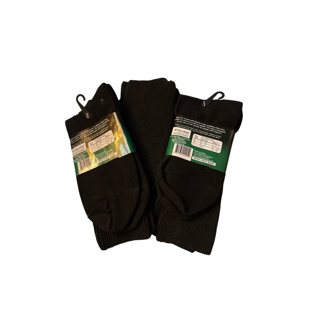 Extra Wide Sock Company Medical Crew Socks Black 6E Wide Edema Diabetes 3 Pairs